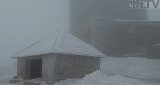 Schneesturm und Nebel auf dem Brocken